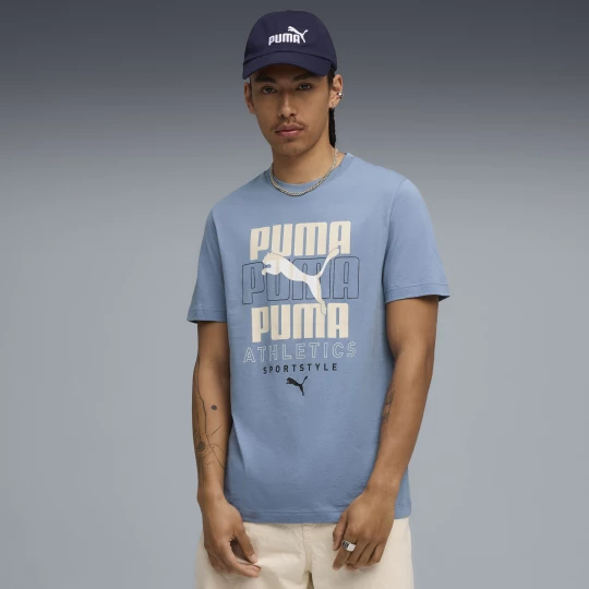 Foto del prodotto PUMA Maglietta con grafica Stacked da uomo, Abbigliamento, Blu niebieski