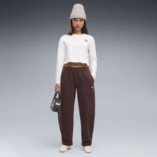 Foto del prodotto PUMA Pantaloni barrel Essentials dal taglio morbido da donna, Abbigliamento, Marrone brązowy