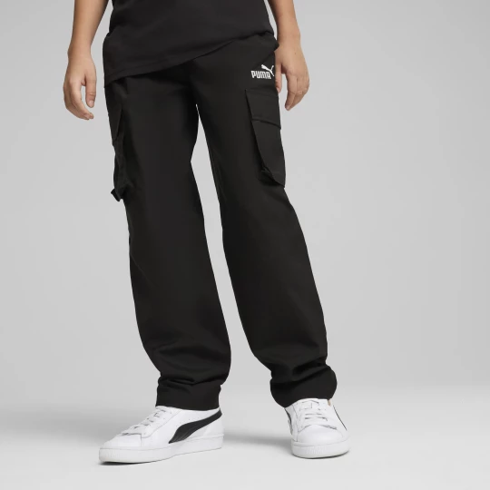 Foto del prodotto PUMA Pantaloni cargo in tessuto con logo ESS N. 1 per ragazzi, Abbigliamento, Nero czarny