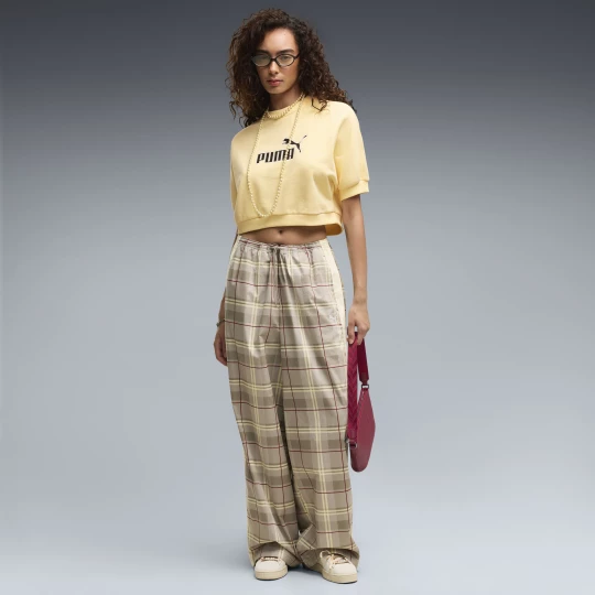 Foto del prodotto PUMA Pantaloni in tartan T7 dal taglio morbido da donna, Abbigliamento, Beige