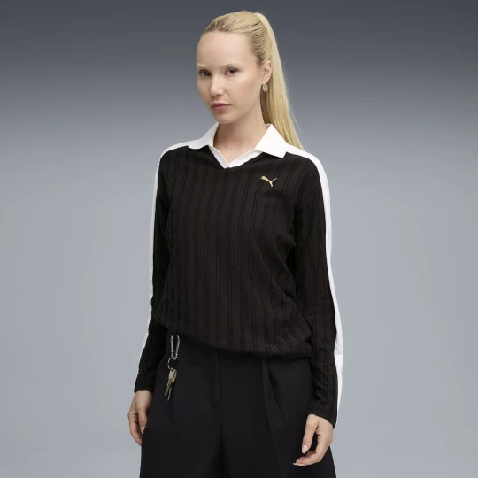 Foto del prodotto PUMA Polo a maniche lunghe T7 dal taglio morbido da donna, Abbigliamento, Nero czarny