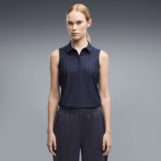 Foto del prodotto PUMA Polo da golf senza maniche Plaid Knit da donna, Accessori, Blu niebieski