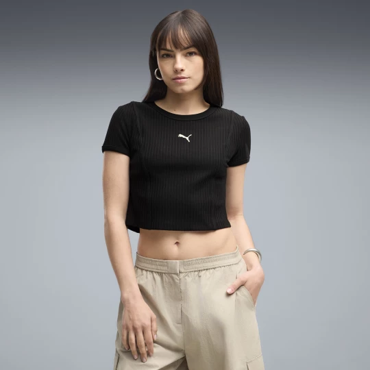 Foto del prodotto PUMA T-shirt a coste Essentials da donna, Abbigliamento, Nero czarny