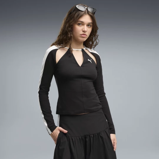 Foto del prodotto PUMA T-shirt a maniche lunghe e cut-outs T7 da donna, Abbigliamento, Nero czarny