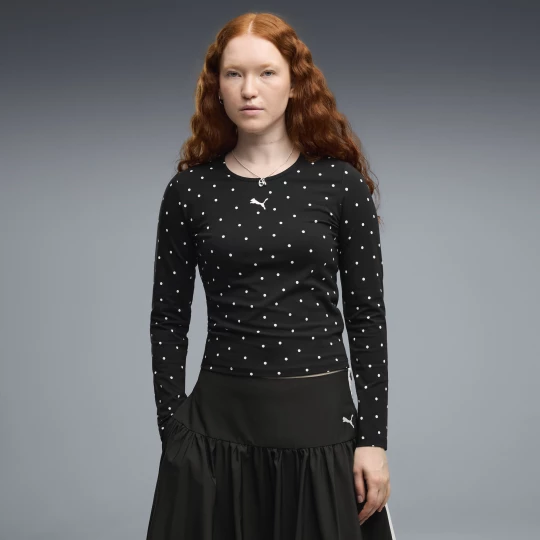 Foto del prodotto PUMA T-shirt a maniche lunghe e pois da donna, Abbigliamento, Nero czarny