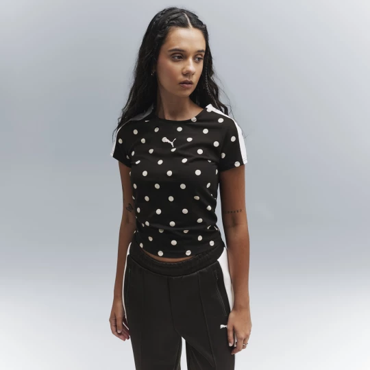 Foto del prodotto PUMA T-shirt a pois T7 da donna, Abbigliamento, Nero czarny