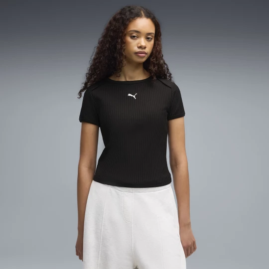 Foto del prodotto PUMA T-shirt aderente a coste Essentials da donna, Abbigliamento, Nero czarny