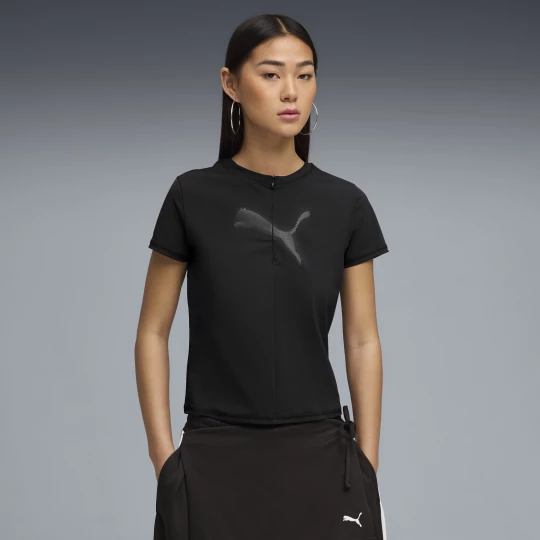 Foto del prodotto PUMA T-shirt con zip e grafica Dare To da donna, Abbigliamento, Nero czarny