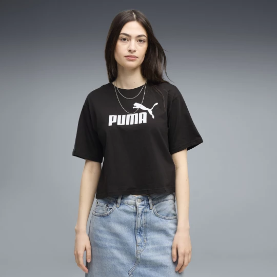 Foto del prodotto PUMA T-shirt cropped con logo ESS N. 1 vestibilità comoda da donna, Abbigliamento, Nero czarny