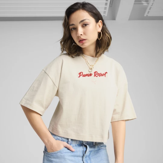 Foto del prodotto PUMA T-shirt grafica oversize PREMIUM ESS da donna, Abbigliamento, Bianco biały