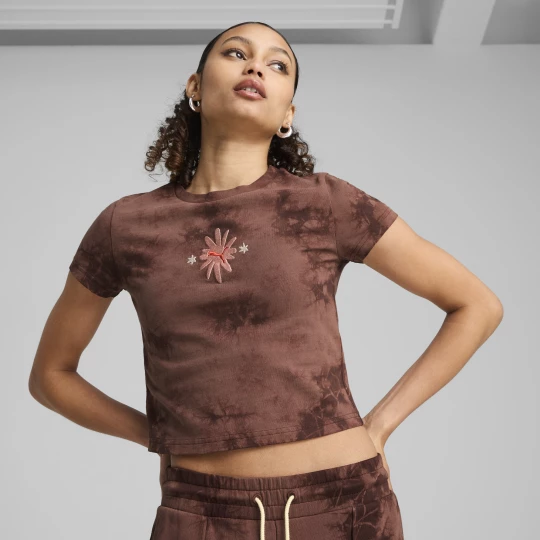 Foto del prodotto PUMA T-shirt grafica WARDROBE ESS FLORAL PACK da donna, Abbigliamento, Marrone brązowy