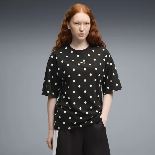 Foto del prodotto PUMA T-shirt oversize a pois da donna, Abbigliamento, Nero czarny