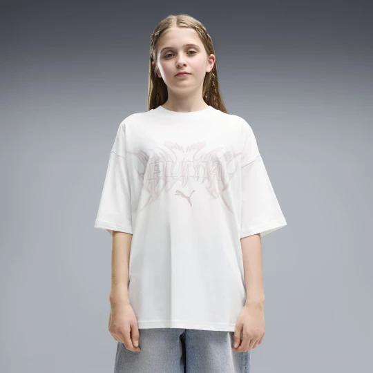 Foto del prodotto PUMA T-shirt oversize con grafica Midnight Shadow per ragazzi, Abbigliamento, Bianco biały