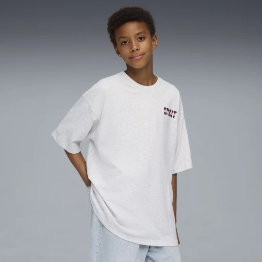 Foto del prodotto PUMA T-shirt oversize con grafica Wardrobe Essentials Go Together per ragazzi, Abbigliamento, Bianco biały