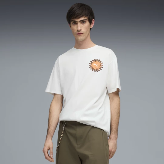 Foto del prodotto PUMA T-shirt Sunset Drive dal taglio morbido da uomo, Abbigliamento, Bianco biały