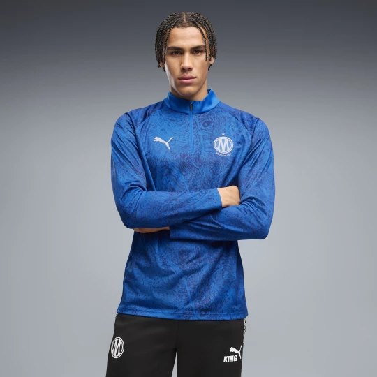 Foto del prodotto PUMA Top da riscaldamento con zip Olympique de Marseille da uomo, Accessori, Blu niebieski
