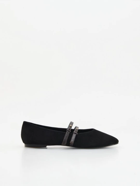 Foto del prodotto Reserved - Ballerine in pelle scamosciata con cinturini - nero
