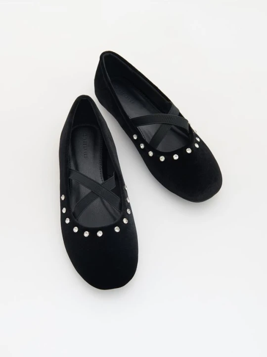 Foto del prodotto Reserved - Ballerine in velluto con strass - nero
