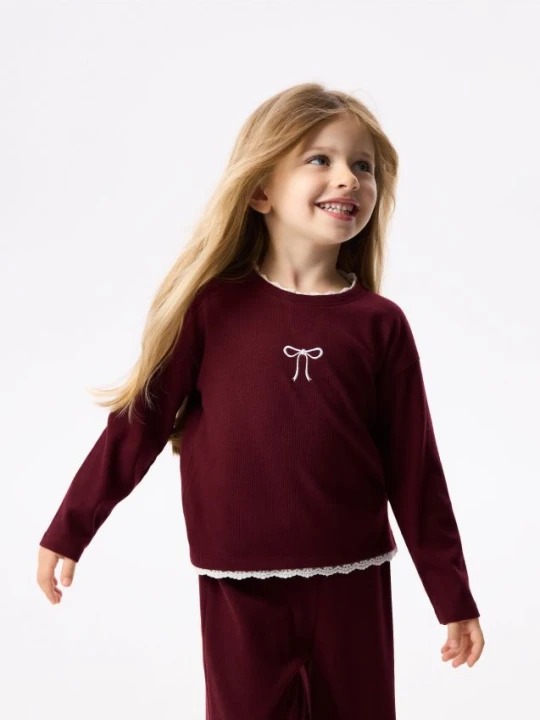 Foto del prodotto Reserved - Blusa a costine con fiocco - bordeaux