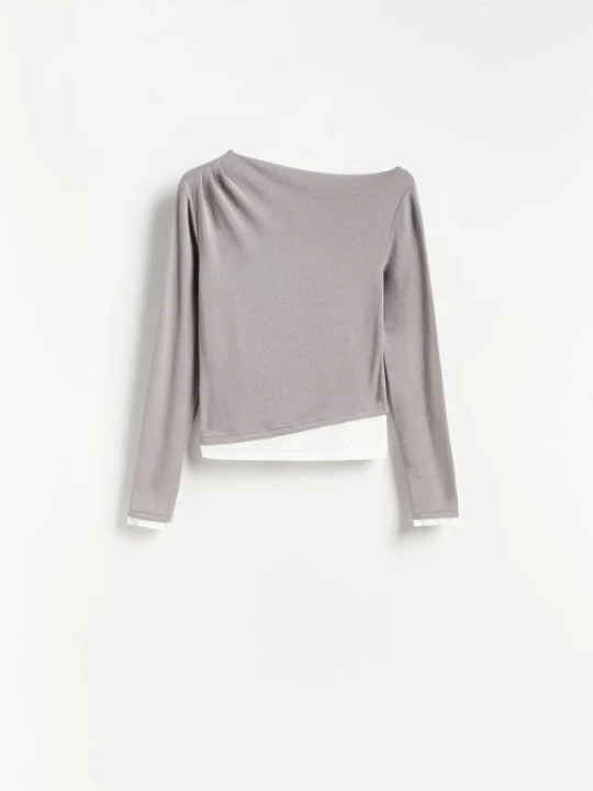 Foto del prodotto Reserved - Blusa con finiture in pizzo - grigio medio