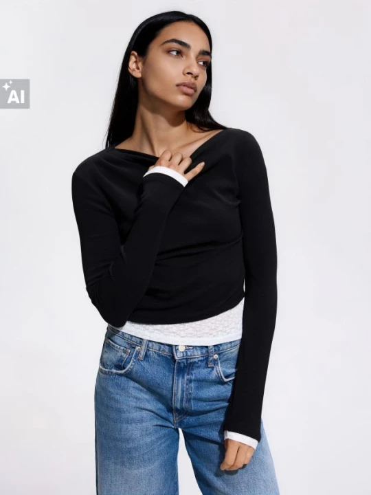 Foto del prodotto Reserved - Blusa con finiture in pizzo - nero