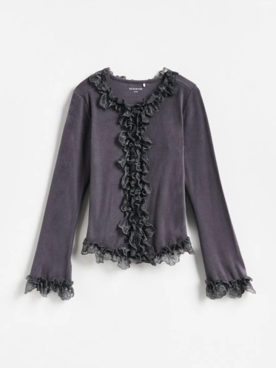 Foto del prodotto Reserved - Blusa con jabot - grigio scuro