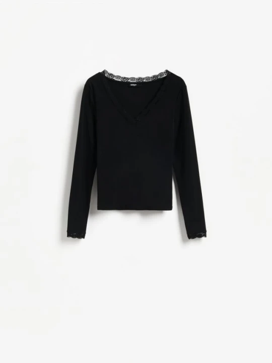 Foto del prodotto Reserved - Blusa con modal e cotone - nero