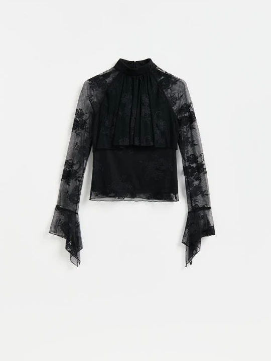 Foto del prodotto Reserved - Blusa con pizzo - nero
