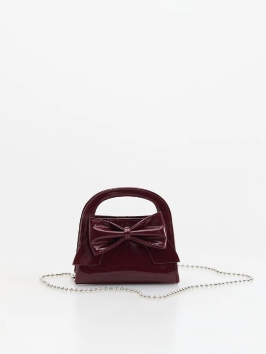 Foto del prodotto Reserved - Borsa a mano laccata con catena decorativa - mogano