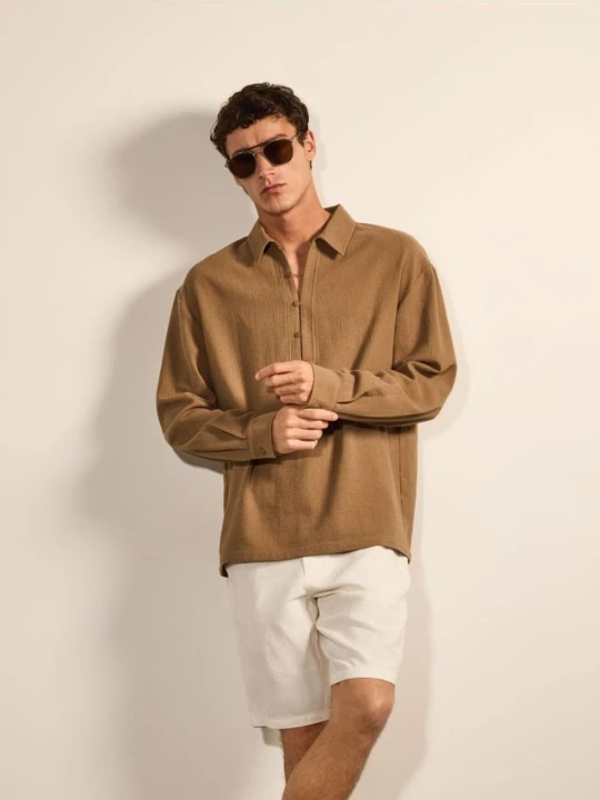 Foto del prodotto Reserved - Camicia comfort strutturata - caffè