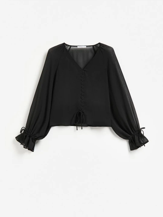 Foto del prodotto Reserved - Camicia con allacciatura decorativa - nero
