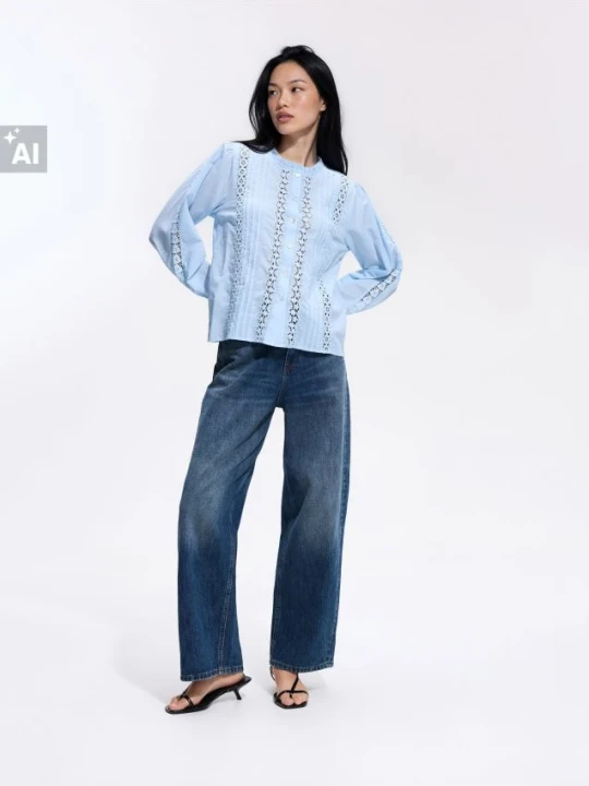 Foto del prodotto Reserved - Camicia con inserti traforati - azzurro