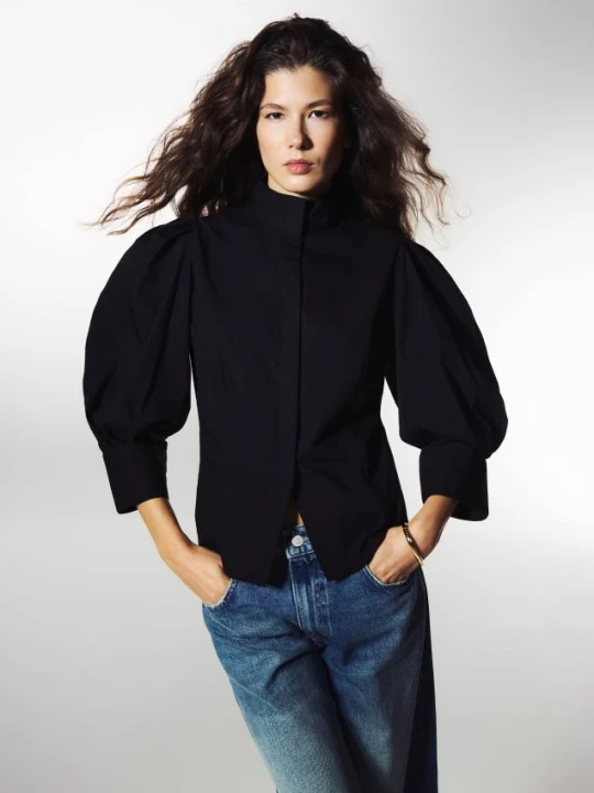 Foto del prodotto Reserved - Camicia in cotone con maniche a palloncino - nero