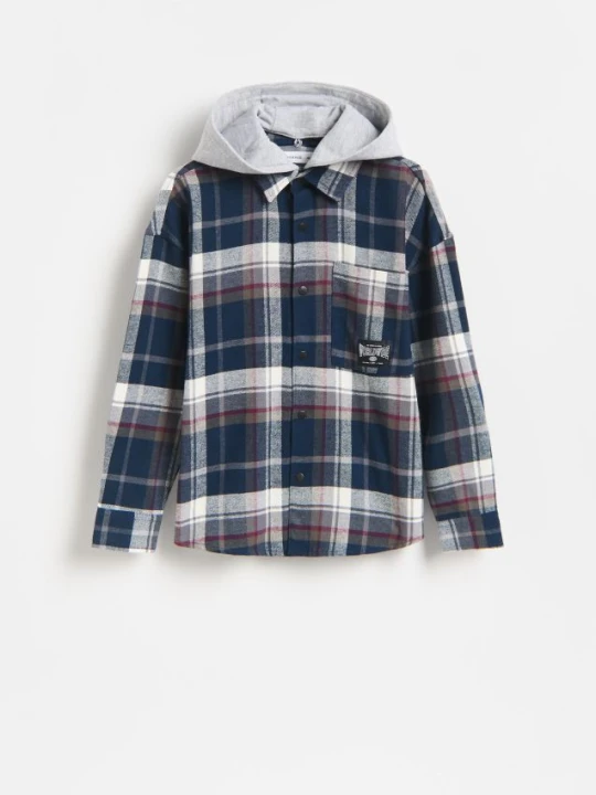 Foto del prodotto Reserved - Camicia in denim con cappuccio rimovibile - blu scuro