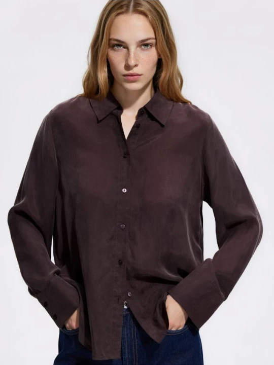 Foto del prodotto Reserved - Camicia in misto cupro - marrone scuro