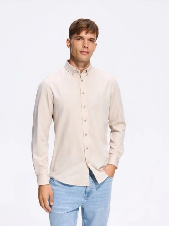 Foto del prodotto Reserved - Camicia regular fit in misto cotone - beige