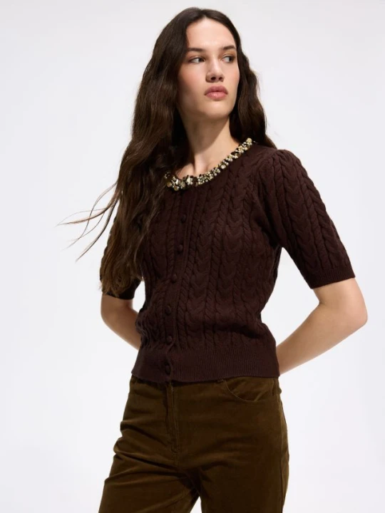 Foto del prodotto Reserved - Cardigan con viscosa - marrone scuro