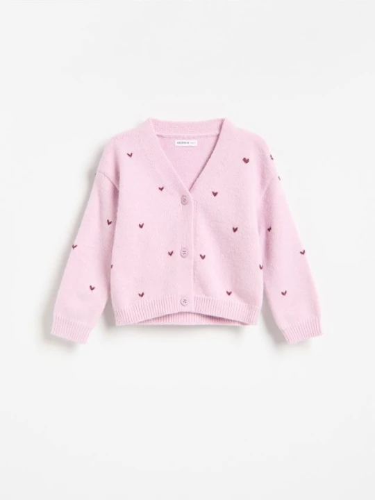 Foto del prodotto Reserved - Cardigan fantasia a cuori - rosa pastello