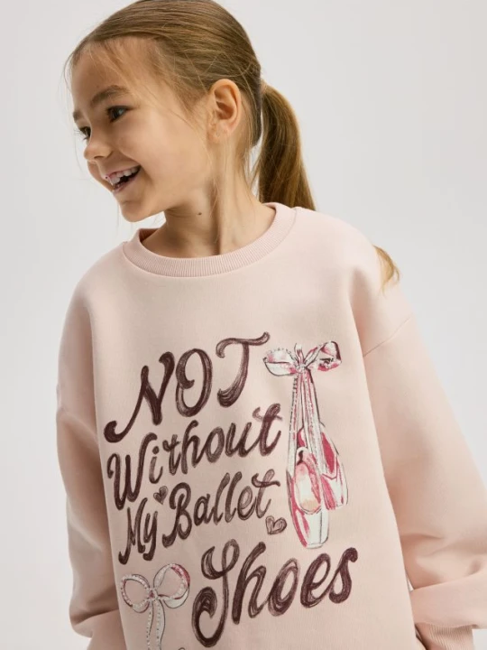 Foto del prodotto Reserved - Felpa con slogan - rosa pastello