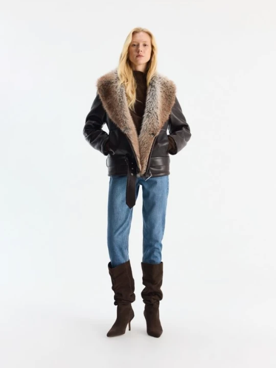 Foto del prodotto Reserved - Giacca oversize con pelle di pecora - marrone scuro