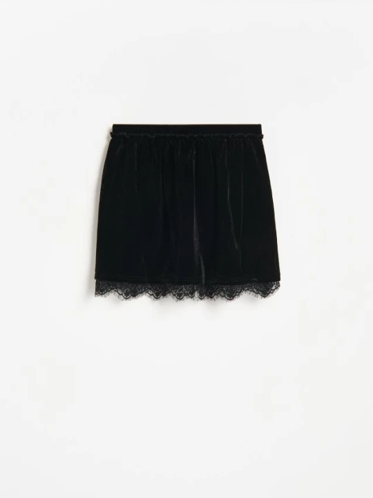 Foto del prodotto Reserved - Gonna in velour con pizzo - nero