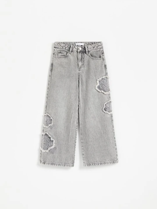 Foto del prodotto Reserved - Jeans super wide leg con applicazioni - grigio chiaro