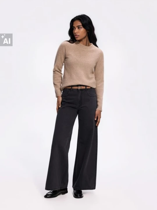 Foto del prodotto Reserved - Jeans wide leg con cintura - nero
