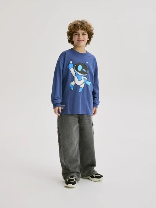 Foto del prodotto Reserved - Maglia a maniche lunghe Astro Bot - blu scuro