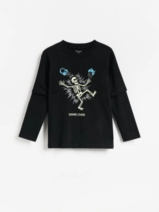 Foto del prodotto Reserved - Maglia a maniche lunghe con stampa fosforescente - nero