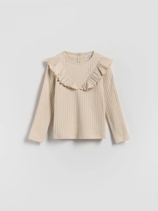 Foto del prodotto Reserved - Maglietta a costine con volant - beige