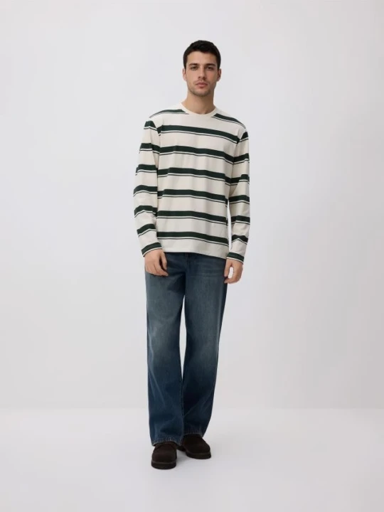Foto del prodotto Reserved - Maglietta a maniche lunghe regular fit a righe - verde petrolio