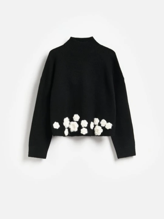 Foto del prodotto Reserved - Maglione con applicazione floreale - nero