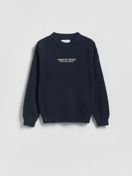 Foto del prodotto Reserved - Maglione strutturato in misto cotone - blu scuro