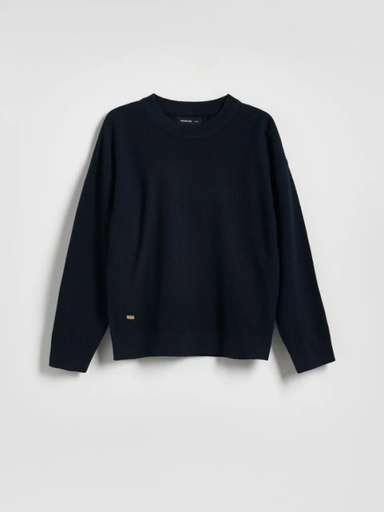 Foto del prodotto Reserved - Maglione strutturato in misto cotone - blu scuro